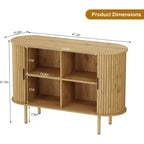 COZONY Mobile Credenza a Scanalature con Ante Scorrevoli, Consolle Contenitore Moderna con Ripiani Regolabili per Soggiorno Cucina Sala da Pranzo Ingresso
