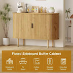 COZONY Mobile Credenza a Scanalature con Ante Scorrevoli, Consolle Contenitore Moderna con Ripiani Regolabili per Soggiorno Cucina Sala da Pranzo Ingresso