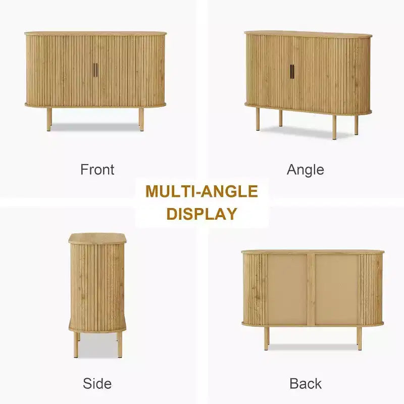 COZONY Mobile Credenza a Scanalature con Ante Scorrevoli, Consolle Contenitore Moderna con Ripiani Regolabili per Soggiorno Cucina Sala da Pranzo Ingresso