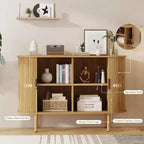 COZONY Mobile Credenza a Scanalature con Ante Scorrevoli, Consolle Contenitore Moderna con Ripiani Regolabili per Soggiorno Cucina Sala da Pranzo Ingresso