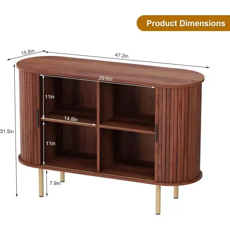 COZONY Mobile Credenza a Scanalature con Ante Scorrevoli, Consolle Contenitore Moderna con Ripiani Regolabili per Soggiorno Cucina Sala da Pranzo Ingresso