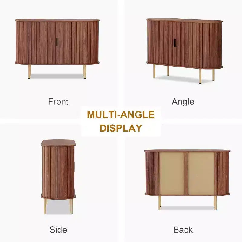 COZONY Mobile Credenza a Scanalature con Ante Scorrevoli, Consolle Contenitore Moderna con Ripiani Regolabili per Soggiorno Cucina Sala da Pranzo Ingresso