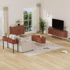 COZONY Mobile Credenza a Scanalature con Ante Scorrevoli, Consolle Contenitore Moderna con Ripiani Regolabili per Soggiorno Cucina Sala da Pranzo Ingresso