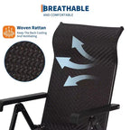 Sedia a sdraio pieghevole in rattan da esterno, sedia a sdraio portatile da esterno, poggiapiedi esterno reversibile, rattan PE, 150 kg, adatta per giardino, balcone