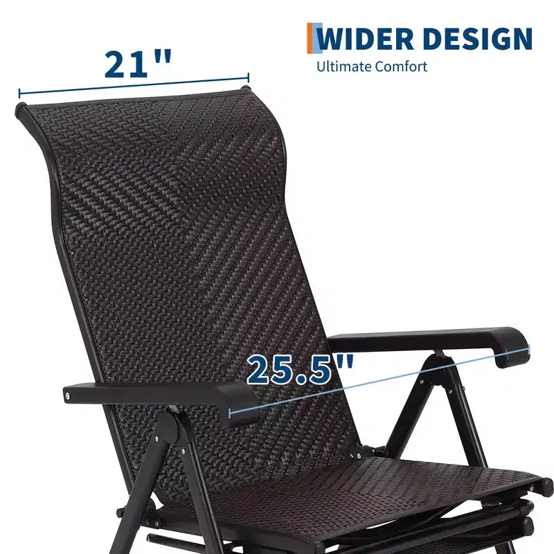 Sedia a sdraio pieghevole in rattan da esterno, sedia a sdraio portatile da esterno, poggiapiedi esterno reversibile, rattan PE, 150 kg, adatta per giardino, balcone