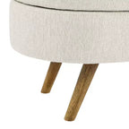Panca Contenitore Ottomana Ovale, Gambe in Legno di Gomma (43.5x16x16)
