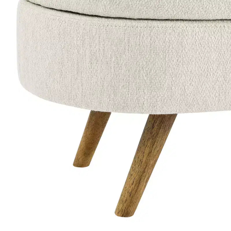 Panca Contenitore Ottomana Ovale, Gambe in Legno di Gomma (43.5x16x16)