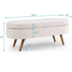 Panca Contenitore Ottomana Ovale, Gambe in Legno di Gomma (43.5x16x16)