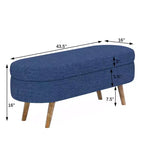 Panca Contenitore Ottomana Ovale, Gambe in Legno di Gomma (43.5x16x16)