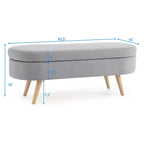 Panca Contenitore Ottomana Ovale, Gambe in Legno di Gomma (43.5x16x16)