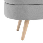 Panca Contenitore Ottomana Ovale, Gambe in Legno di Gomma (43.5x16x16)