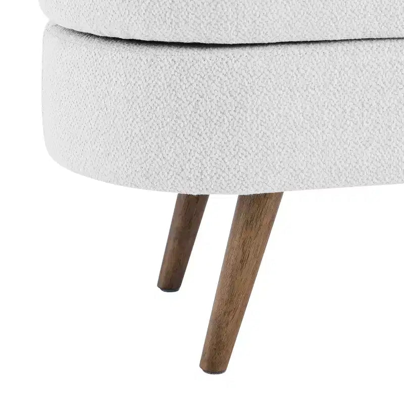 Panca Contenitore Ottomana Ovale, Gambe in Legno di Gomma (43.5x16x16)