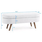 Panca Contenitore Ottomana Ovale, Gambe in Legno di Gomma (43.5x16x16)