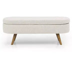 Panca Contenitore Ottomana Ovale, Gambe in Legno di Gomma (43.5x16x16)