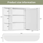 Mobiletto da bagno in legno con specchio 31,5 x 23,6, armadietto a muro con ante e 6 ripiani a giorno per lavabo, colore bianco