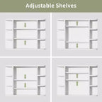 Mobiletto da bagno in legno con specchio 31,5 x 23,6, armadietto a muro con ante e 6 ripiani a giorno per lavabo, colore bianco