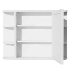 Mobiletto da bagno in legno con specchio 31,5 x 23,6, armadietto a muro con ante e 6 ripiani a giorno per lavabo, colore bianco