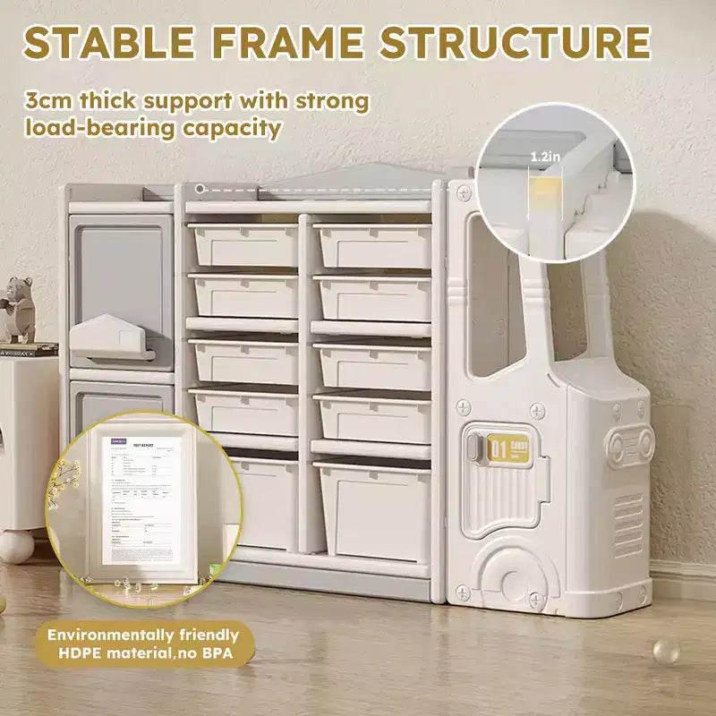 Mobile Contenitore per Giocattoli per Bambini, Sicuro, Facile da Pulire e Versatile per Giocattoli, Libri e Vestiti - Grigio