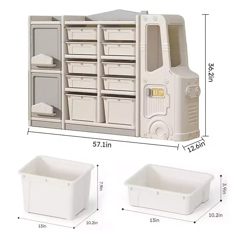 Mobile Contenitore per Giocattoli per Bambini, Sicuro, Facile da Pulire e Versatile per Giocattoli, Libri e Vestiti - Grigio