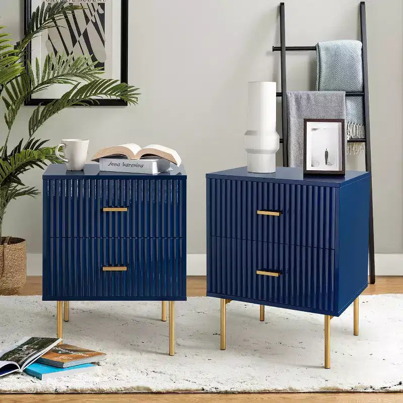 Tavolino Contemporaneo Classico con 2 Cassetti - Bianco