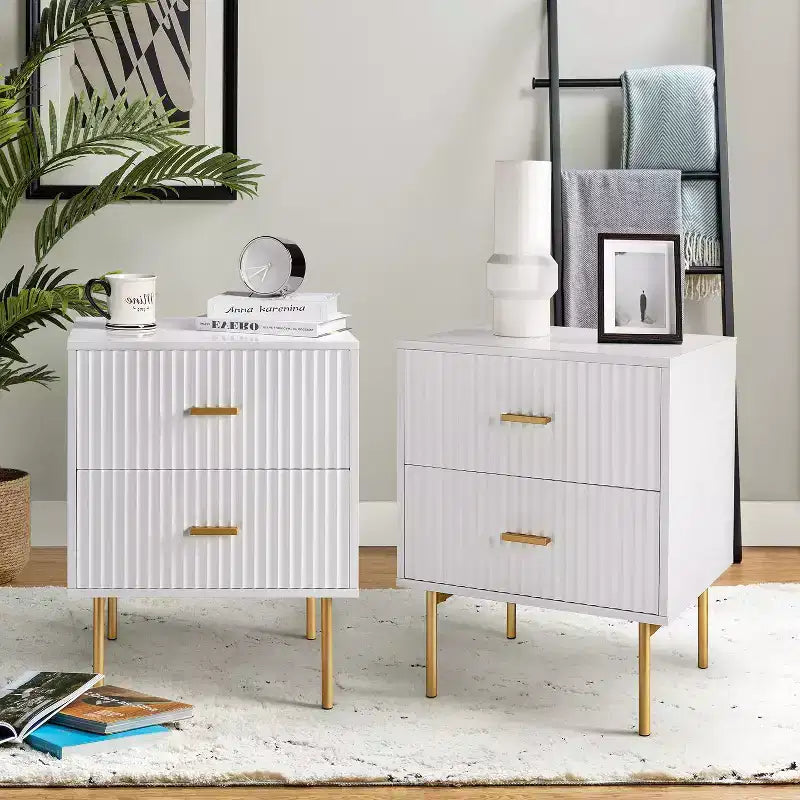 Tavolino Contemporaneo Classico con 2 Cassetti - Bianco