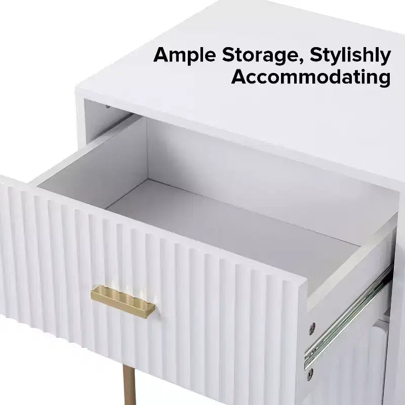 Tavolino Contemporaneo Classico con 2 Cassetti - Bianco