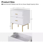 Tavolino Contemporaneo Classico con 2 Cassetti - Bianco