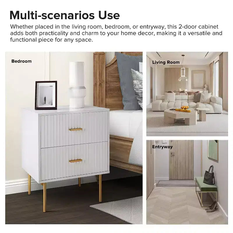 Tavolino Contemporaneo Classico con 2 Cassetti - Bianco
