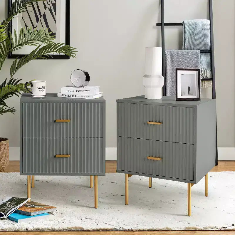 Tavolino Contemporaneo Classico con 2 Cassetti - Bianco
