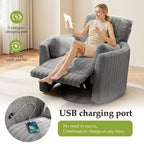 Poltrona reclinabile elettrica KERDOM, poltrona reclinabile girevole a dondolo con porte USB