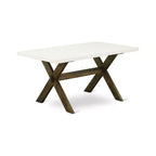 Tavolo da pranzo con piano in legno massello finitura anticata stile giacobino con 6 sedie