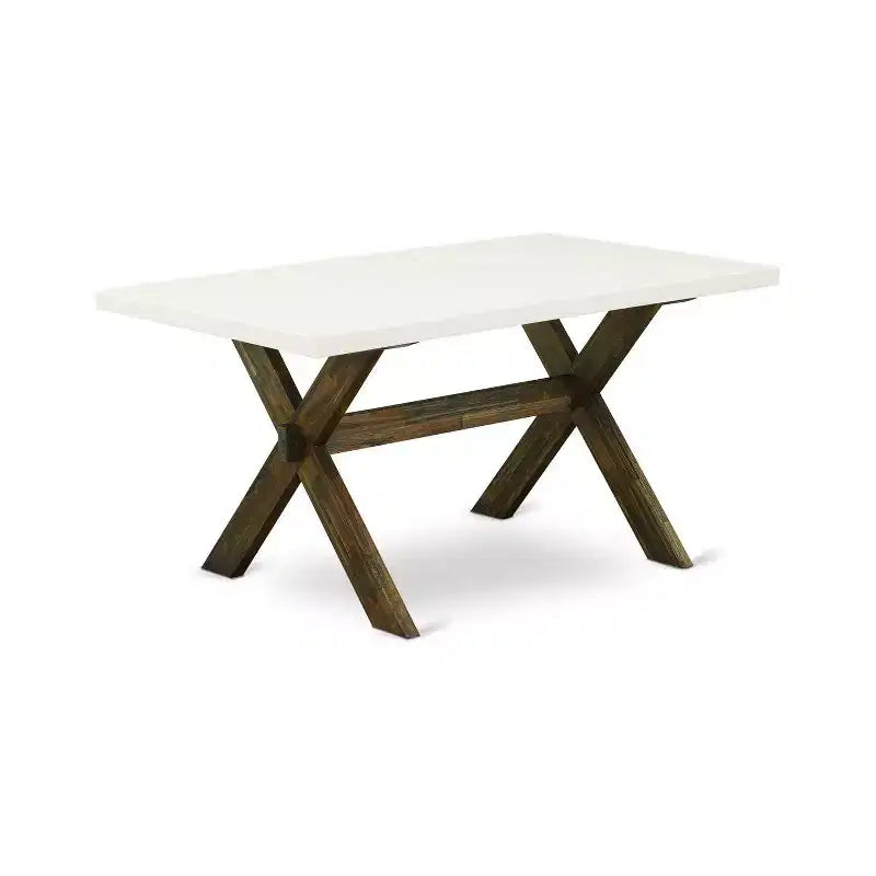 Tavolo da pranzo con piano in legno massello finitura anticata stile giacobino con 6 sedie