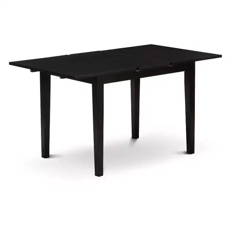 Set da pranzo imbottito con piano in legno massello nero e bottoni, rettangolare con allunga a farfalla - 4 posti