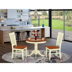 Set da Tavolo da Cucina 3 Pezzi - Tavolo da Pranzo con 2 Sedie - Finitura Buttermilk e Ciliegio - Design Eclettico