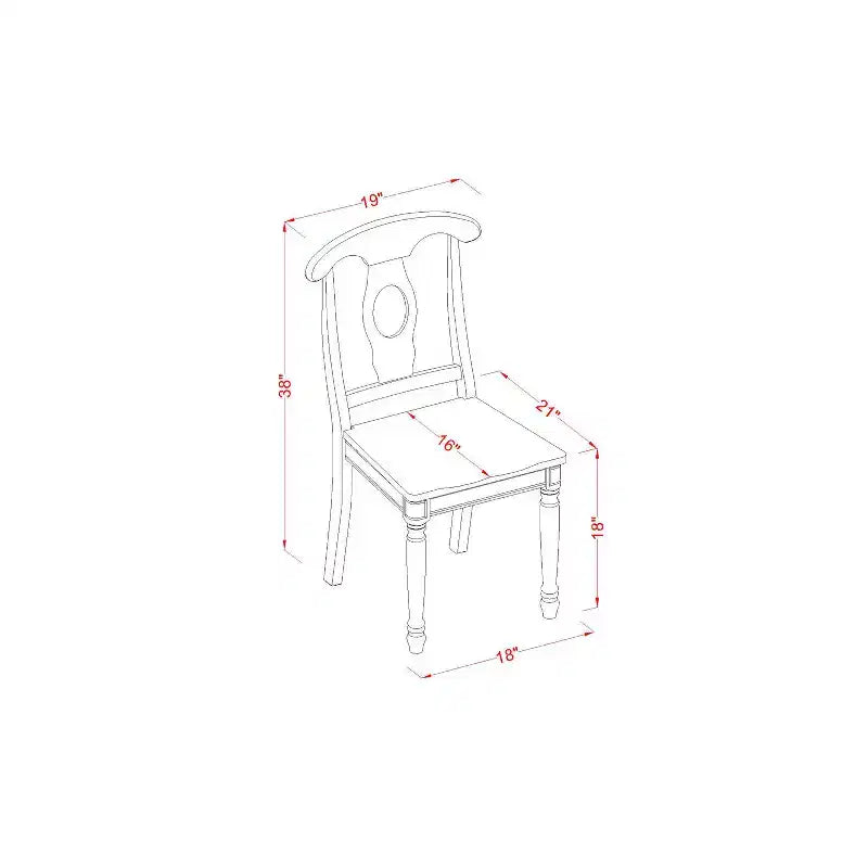 Set da pranzo 5 pezzi con piano in legno massello finitura marrone sella - Posti a sedere per 4 persone