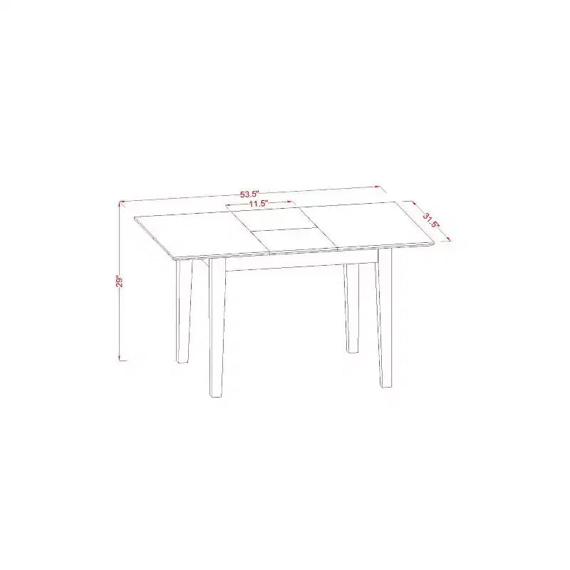 Piano in legno massello con finitura mogano - Set da pranzo rettangolare con allunga a farfalla - 4 posti
