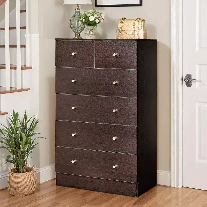 Comò Grande a 6 Cassetti per Camera da Letto e Cassettiera con Struttura Robusta in Legno, Organizer per Armadio, Marrone