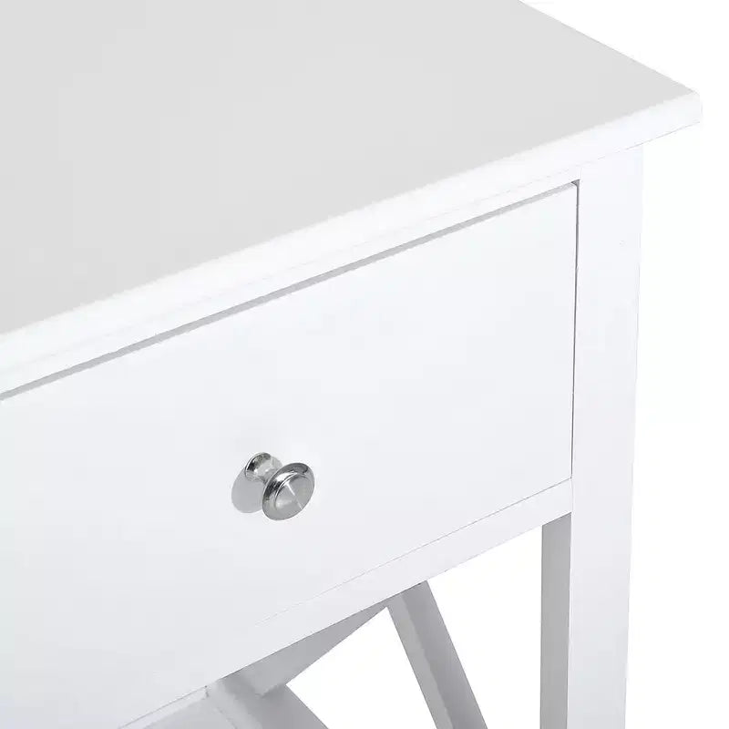 Tavolino d'appoggio, Tavolino da divano rustico con cassetto portaoggetti, ripiano aperto e struttura a X, Comodino per soggiorno
