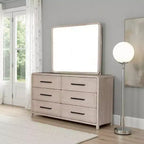 Royal Hampton Dresser Mirror, Rounded Edges, Natural Oak Beige Solid Wood 37x40