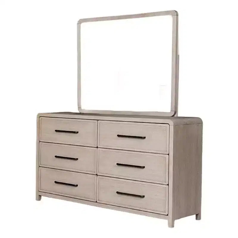 Specchiera da Comò, Bordi Arrotondati, Legno Massello Rovere Beige Naturale 37x40