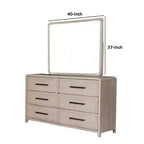 Specchiera da Comò, Bordi Arrotondati, Legno Massello Rovere Beige Naturale 37x40