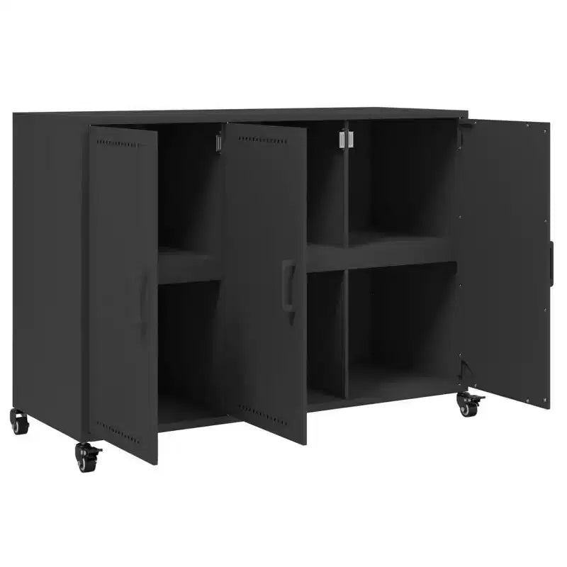 vidaXL Credenza Nera Acciaio laminato a freddo Mobile medio Rettangolare
