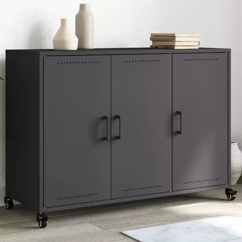 vidaXL Credenza Nera Acciaio laminato a freddo Mobile medio Rettangolare