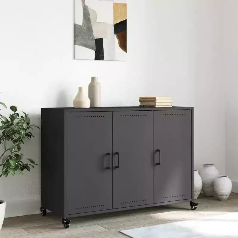 vidaXL Credenza Nera Acciaio laminato a freddo Mobile medio Rettangolare