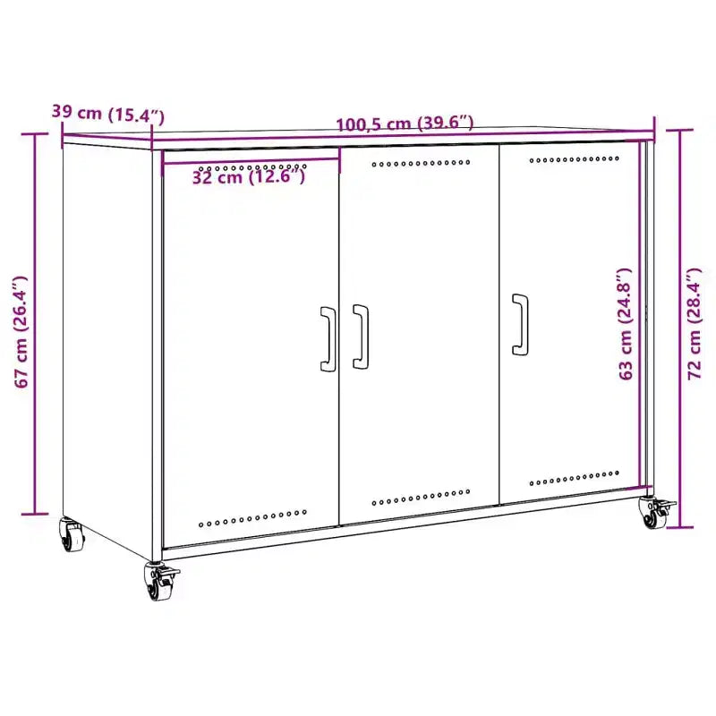 vidaXL Credenza Nera Acciaio laminato a freddo Mobile medio Rettangolare