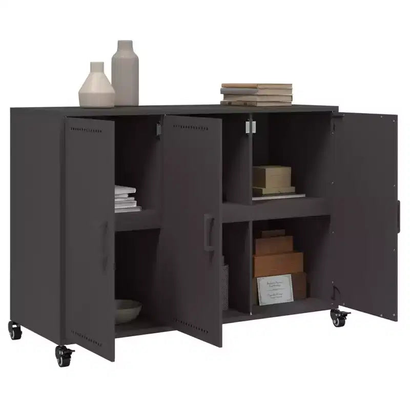 vidaXL Credenza Nera Acciaio laminato a freddo Mobile medio Rettangolare