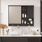 MAYEERTY 36 inch Wall Mounted Medicine Cabinet, Bathroom Storage Cabinet with Mirror Door and Adjustable Shelf for Bathroom Black