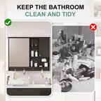 Mobiletto a specchio da parete da 36 pollici, armadietto da bagno con anta a specchio e ripiano regolabile per bagno, nero