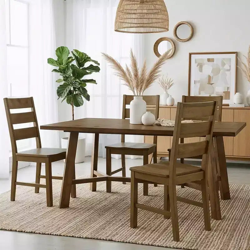 Sedie da pranzo con schienale a pioli in legno massiccio 47 L 56 P 96,5 H