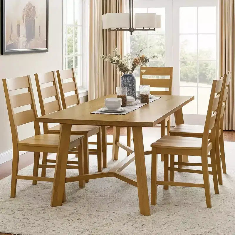 Sedie da pranzo con schienale a pioli in legno massiccio 47 L 56 P 96,5 H